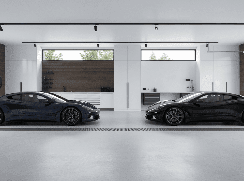 Outdoor linear floor drain applied in multifunctional residential utility spaces, suitable for garages, service areas, and semi-outdoor environments requiring durable drainage solutions