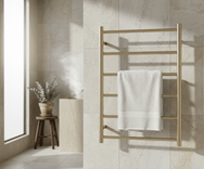 6-bar PVD gold stainless steel towel warmer with round tube construction