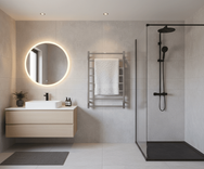 Wall-mounted square tube stainless steel towel warmer with polished surface finish