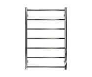 Mirror-polished stainless steel heated towel rack reflecting precision surface leveling and visual clarity achieved through fine mechanical polishing.