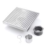 AussieSteel square stainless steel floor drain with perforated cover — precision laser-cut design showcasing OEM metal fabrication and surface finishing expertise.