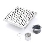 AussieSteel patterned square floor drain with wave-slot cover — crafted through laser cutting and polishing for consistent industrial-grade performance.